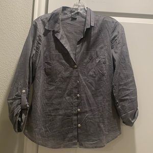 Ann Taylor Grey Blouse - Petite
